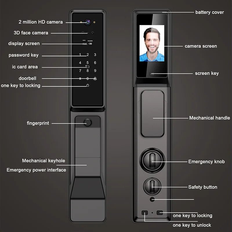 Outdoor Smart Door Lock with Face & Fingerprint Access
