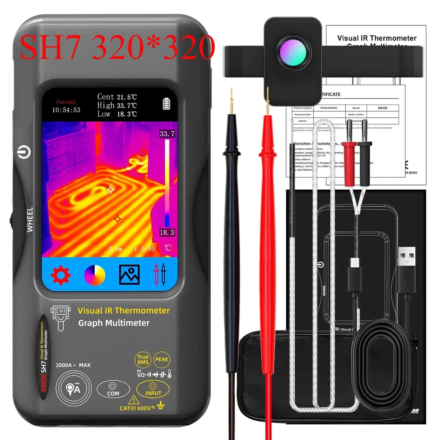 Portable SH7 Thermal Camera Multimeter for Electrical and HVAC Use