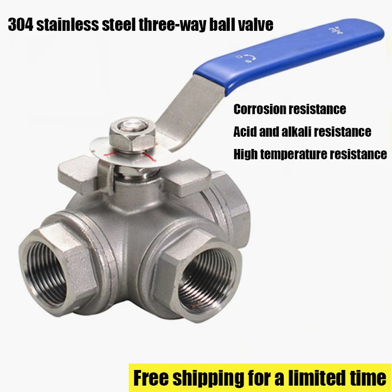T-Port 3-Way Stainless Steel Ball Valve Connector