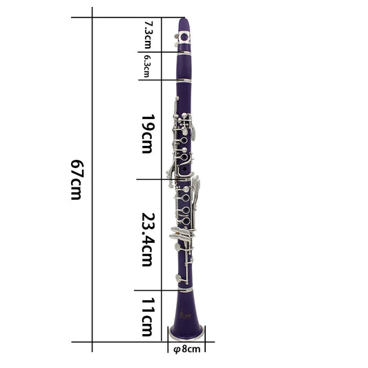 Purple Bb Clarinet 17 Key Woodwind Instrument with Case