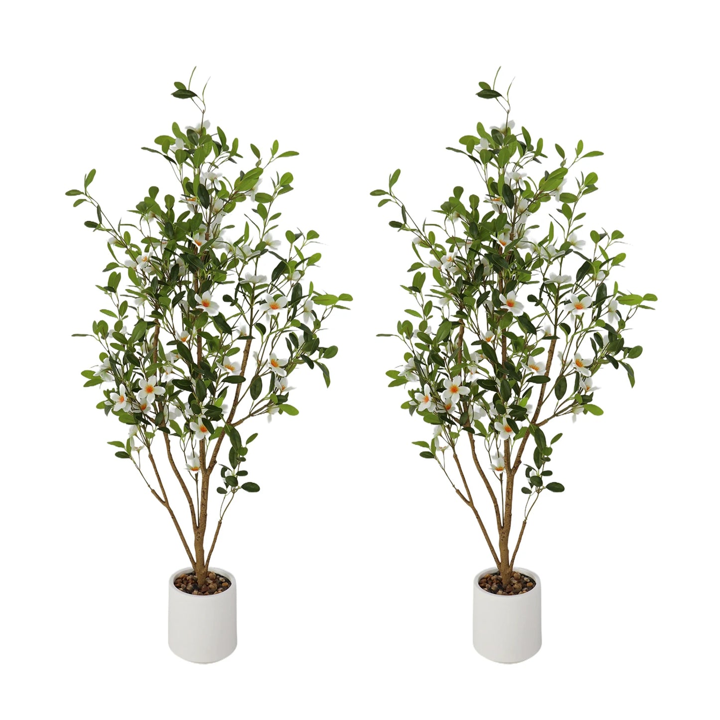 2-Pack 120cm White Faux Myrtle Trees for Home Decor