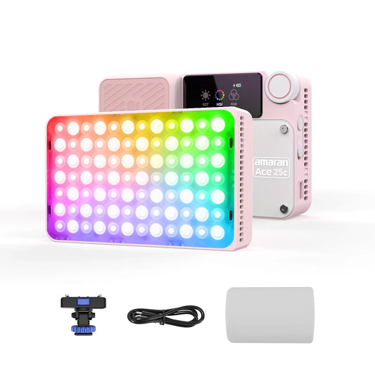 Pink Portable Full Color On-Camera LED Light