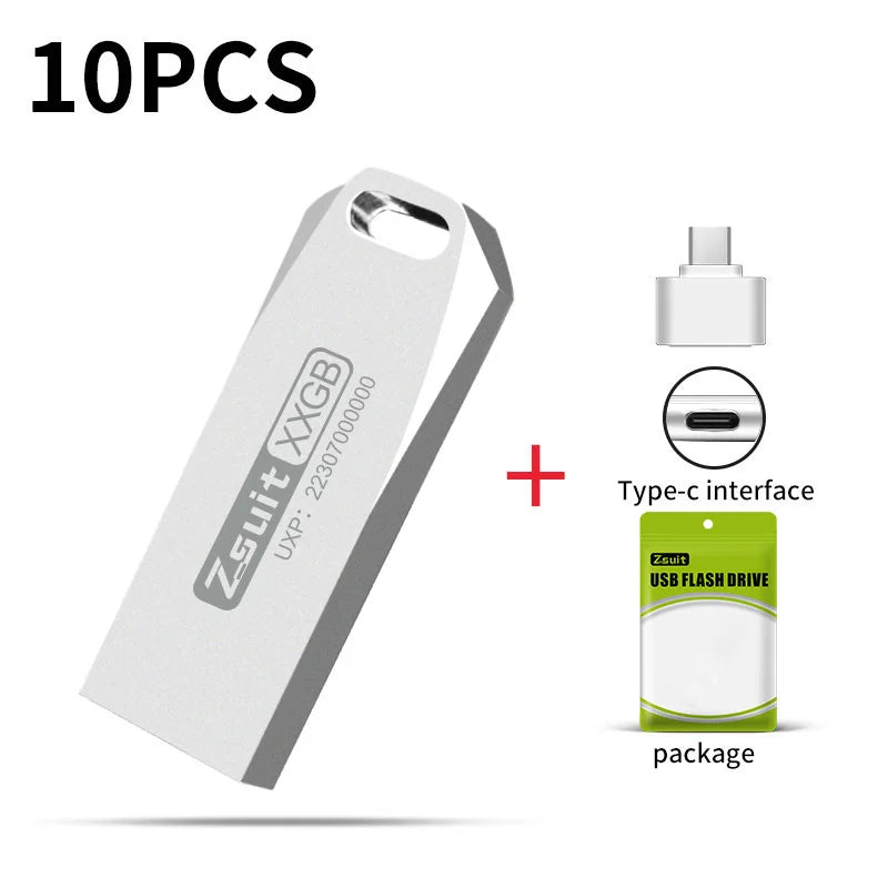 128GB USB-C Pen Drive 10-Pack Portable Storage