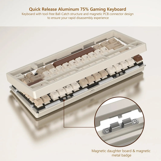 75% Wireless Mechanical Keyboard Aluminium QMK Tri-Mode
