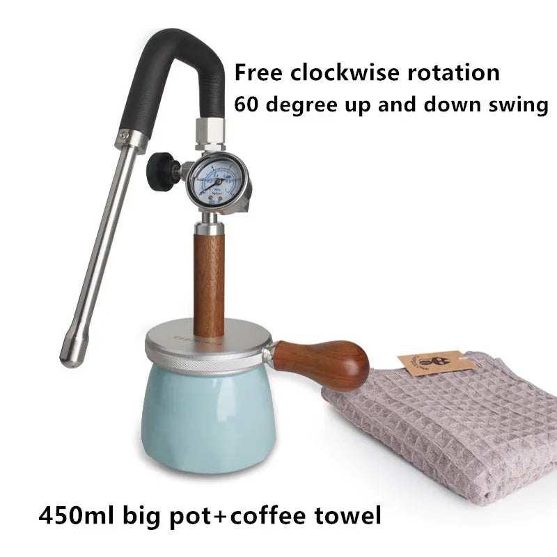 450ml Stainless Steel Milk Frothing Jug with Black Valve