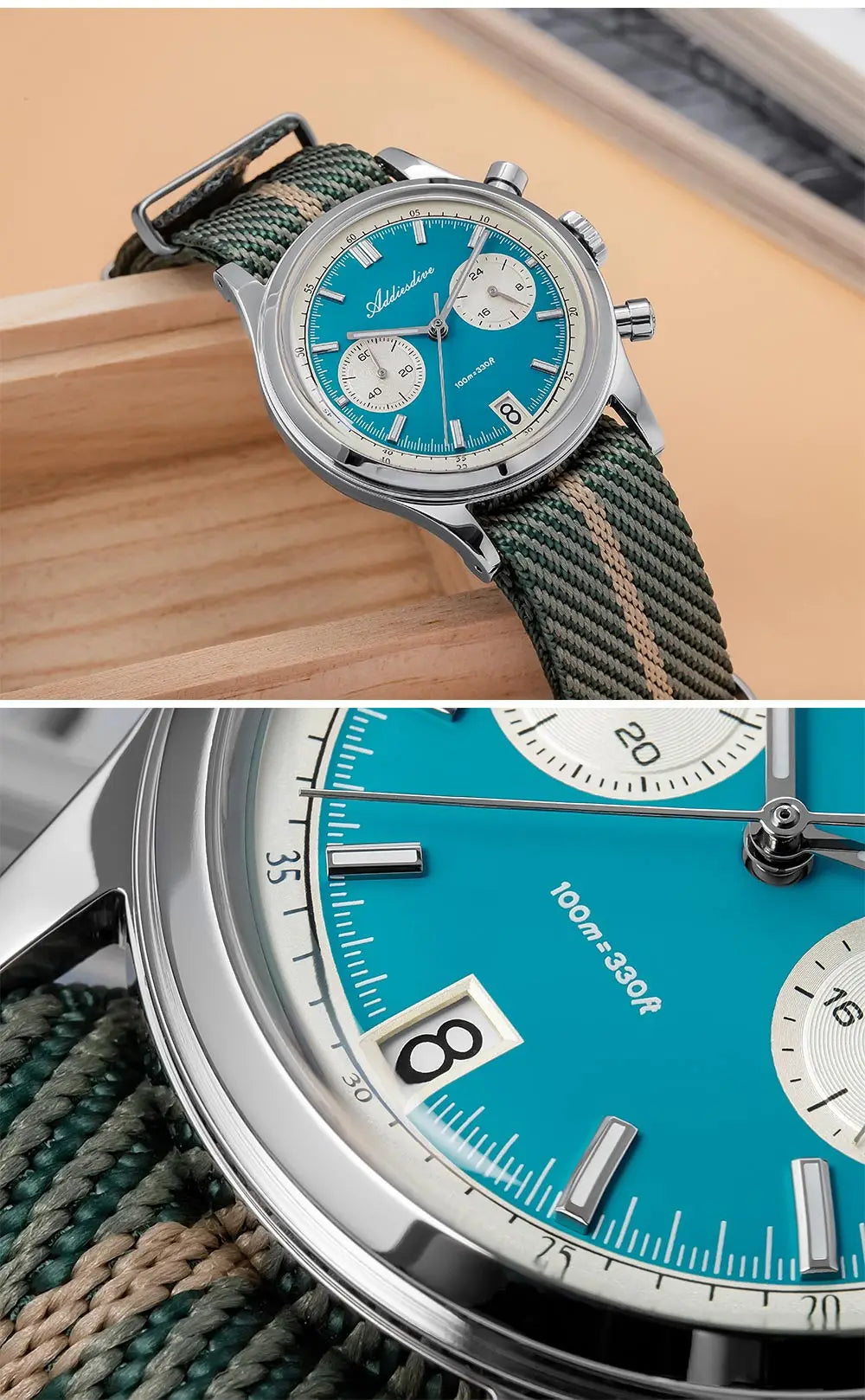 Luminous Bubble Glass Wristwatch Blue Strap