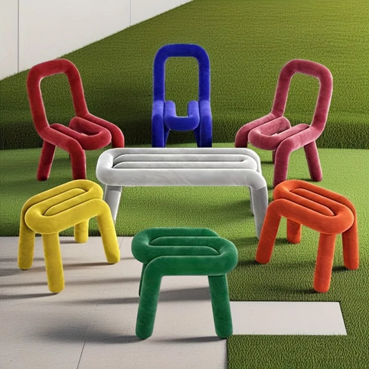 Deep Black Square Metal Vanity Stool Modern Bedroom Chair