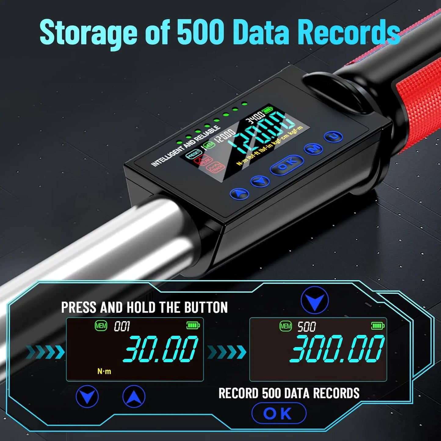 Electric Digital Torque Wrench 1/2" Drive 340Nm 3 Modes