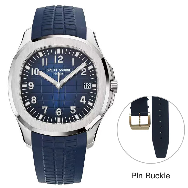 Men’s Automatic Sports Watch Blue Dial 50M Waterproof