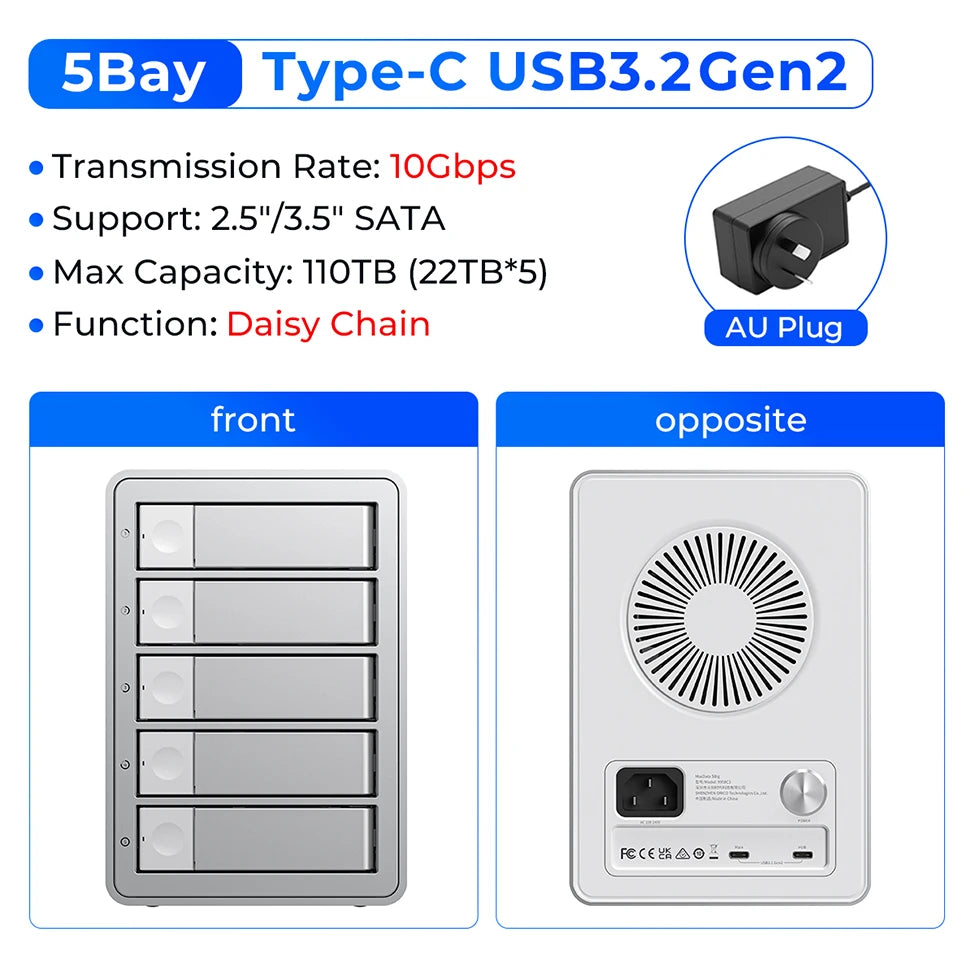 ORICO High Speed 5 Bay External Hard Drive Enclosure