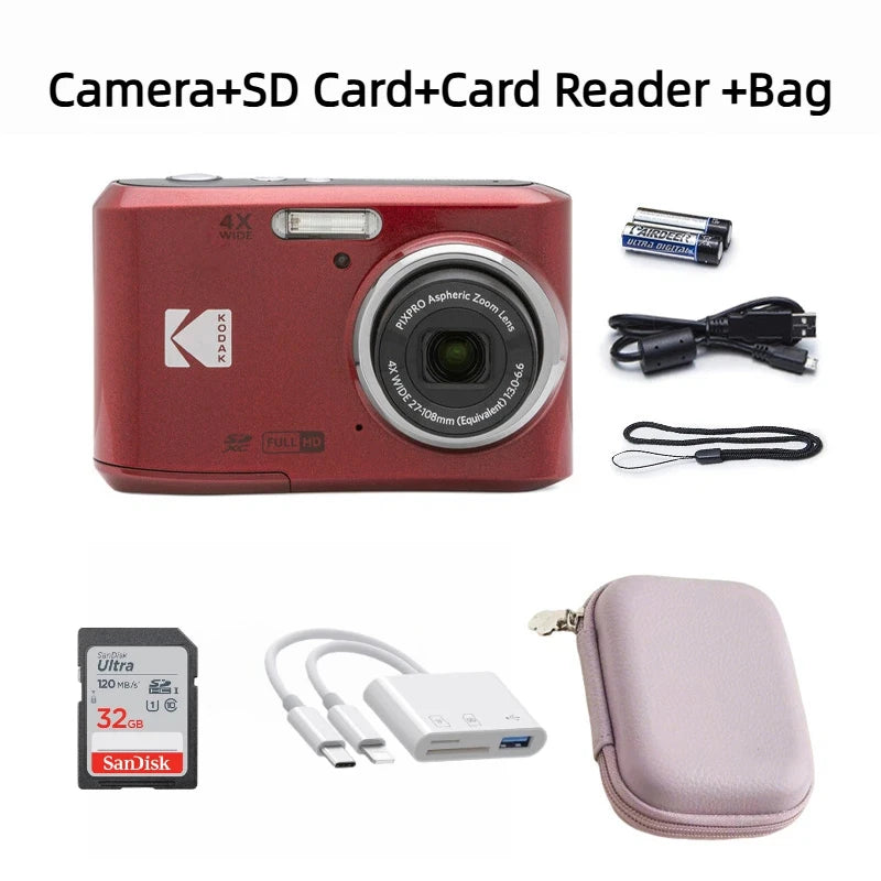 Kodak Pixpro FZ45 Red Portable 4x Zoom Digital Camera with SD Card