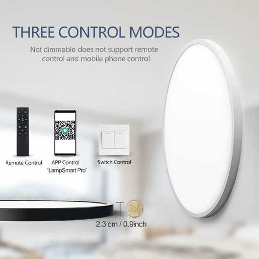 Black Smart LED Ceiling Light 50cm Dimmable App Remote
