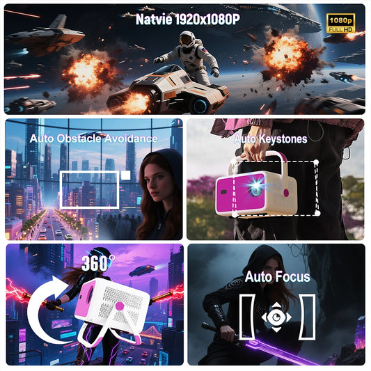 Portable 1080P Projector with Auto Focus Android 11