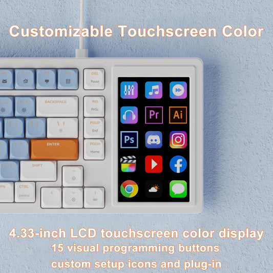 Custom Wired Gaming Keyboard with RGB Screen and Touchpad