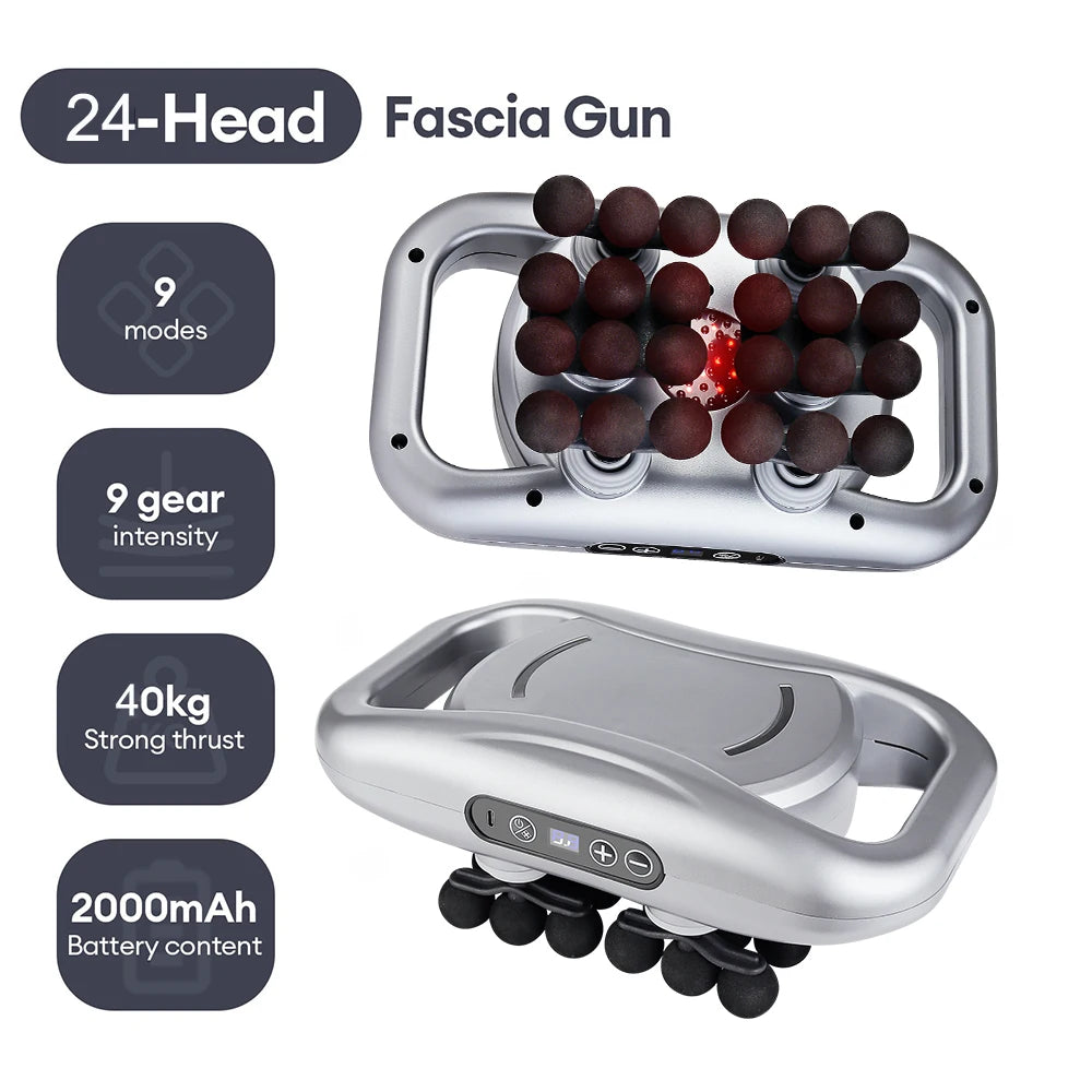Silver Portable 24 Head Muscle Massager with Adjustable Speeds
