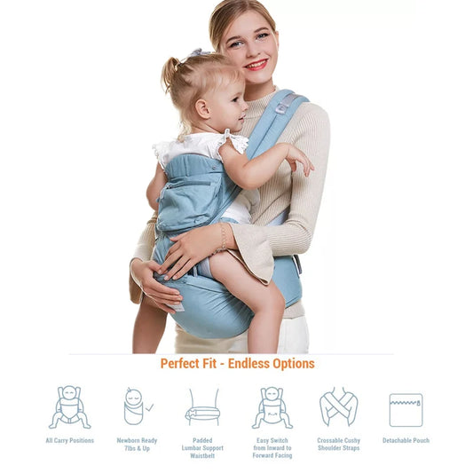 Ergonomic Breathable Baby Sling Carrier Portable Light Blue