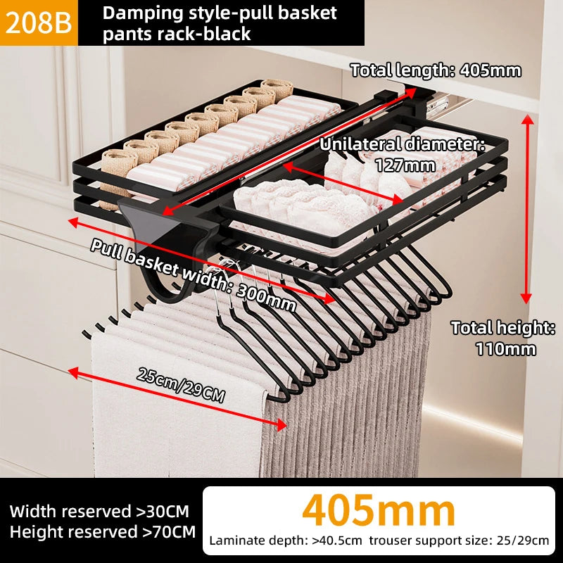 405mm Telescopic Pants Rack Pull-Out Wardrobe Rail