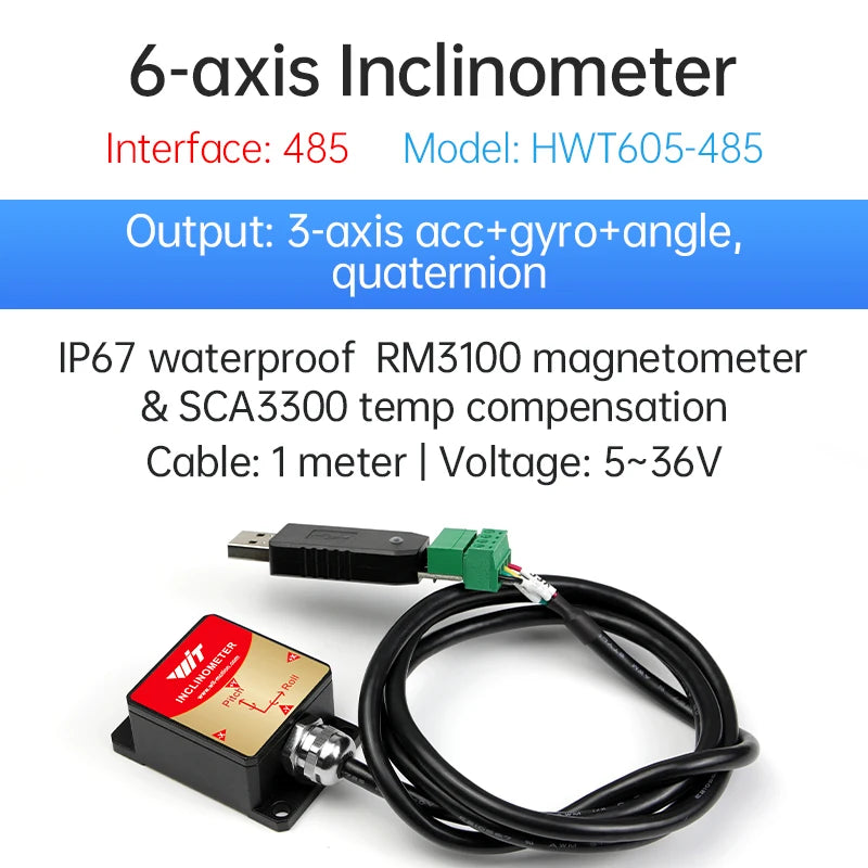 Portable HWT605 Inclinometer with Temp & Magnetometer