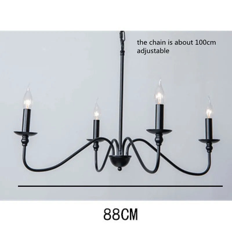 Retro Black 4 Light Chandelier Vintage Ceiling Lamp