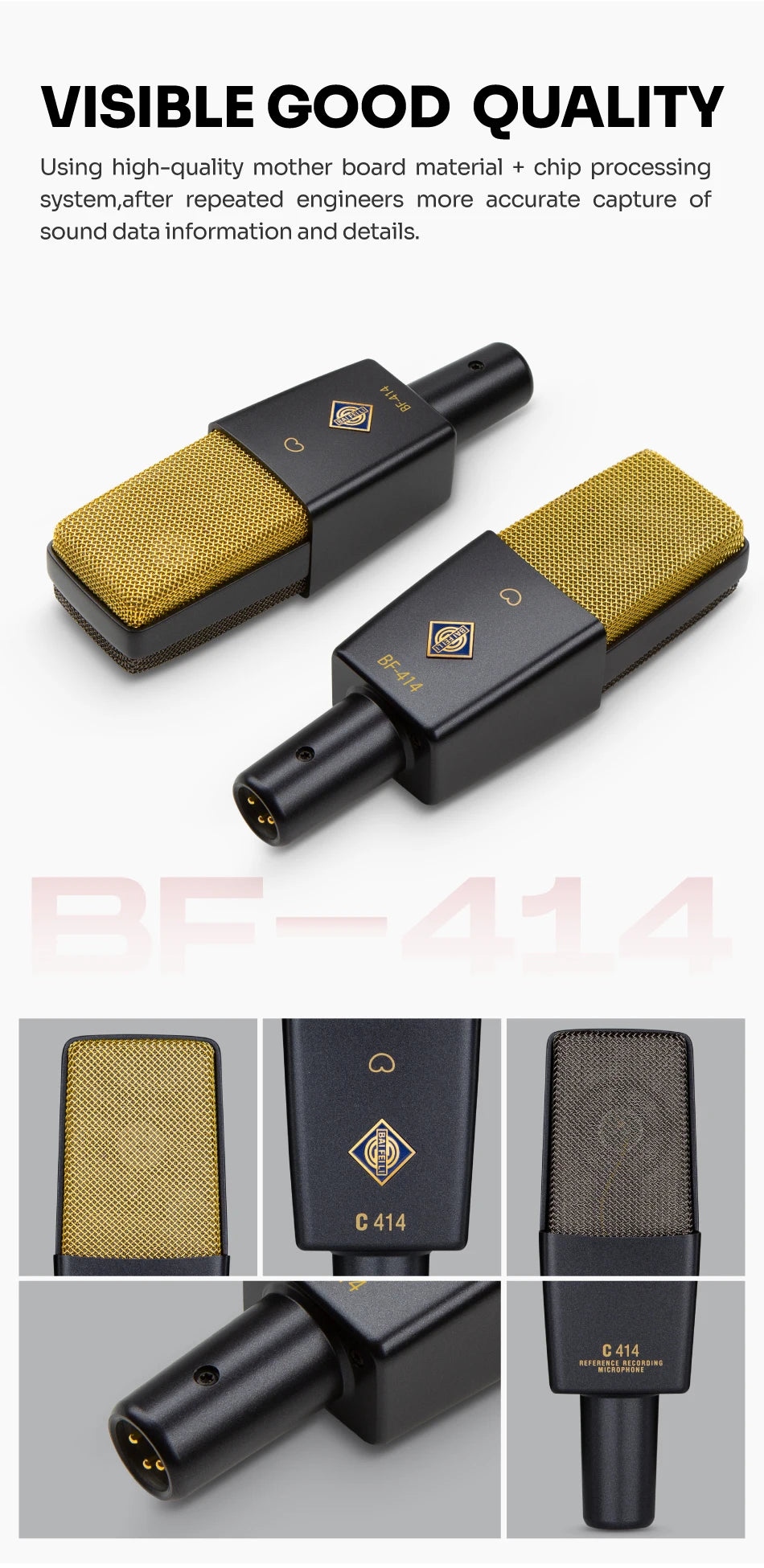 Professional XLR Condenser Microphone with 34mm Diaphragm
