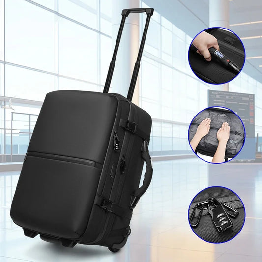 Wheeled Carry-On Business Backpack with Pump and Trolley Handle