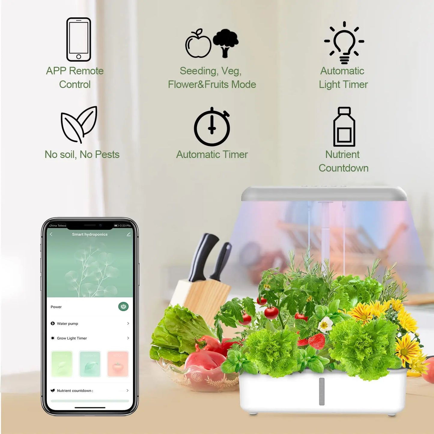 Smart Indoor Herb Garden Kit with LED Grow Light