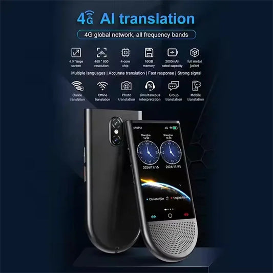 Portable 4G AI Language Translator 148 Languages Offline Voice Photo