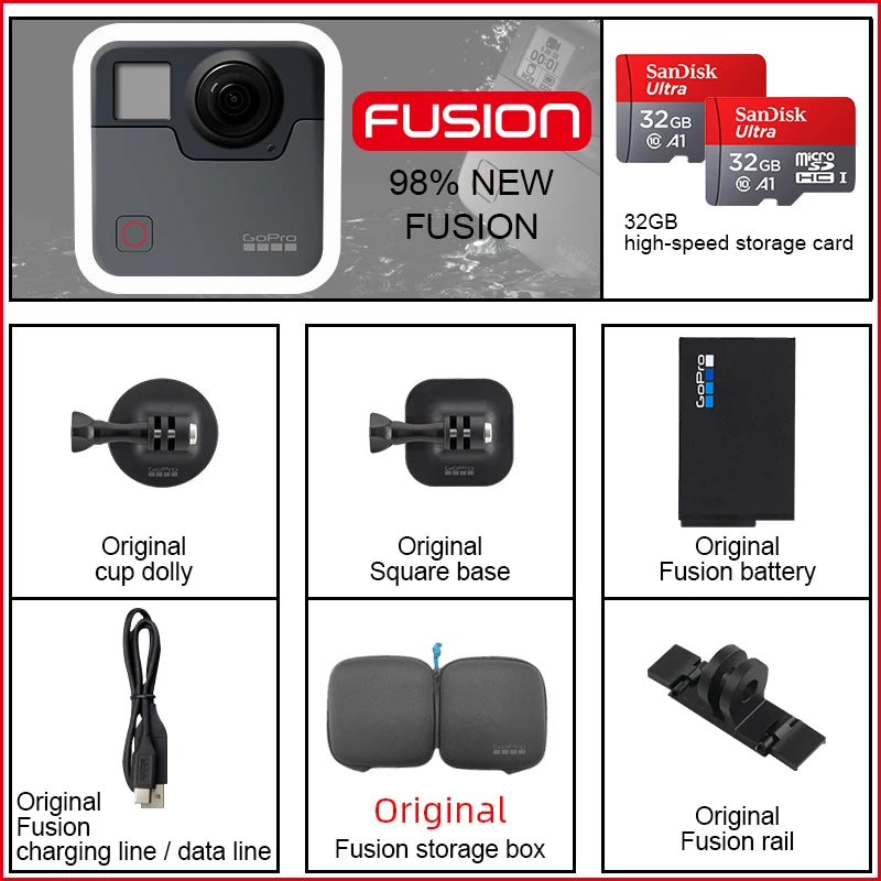 GoPro Fusion Compact 360 Ultra HD Camera with 32GB Card