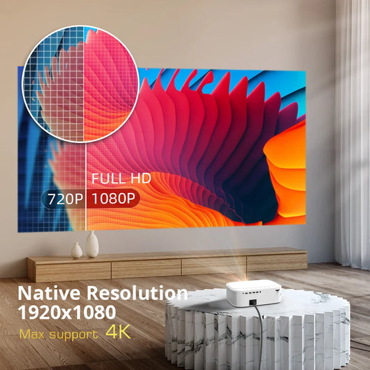 Portable 1080P Smart Android Projector with WiFi and 4K Support