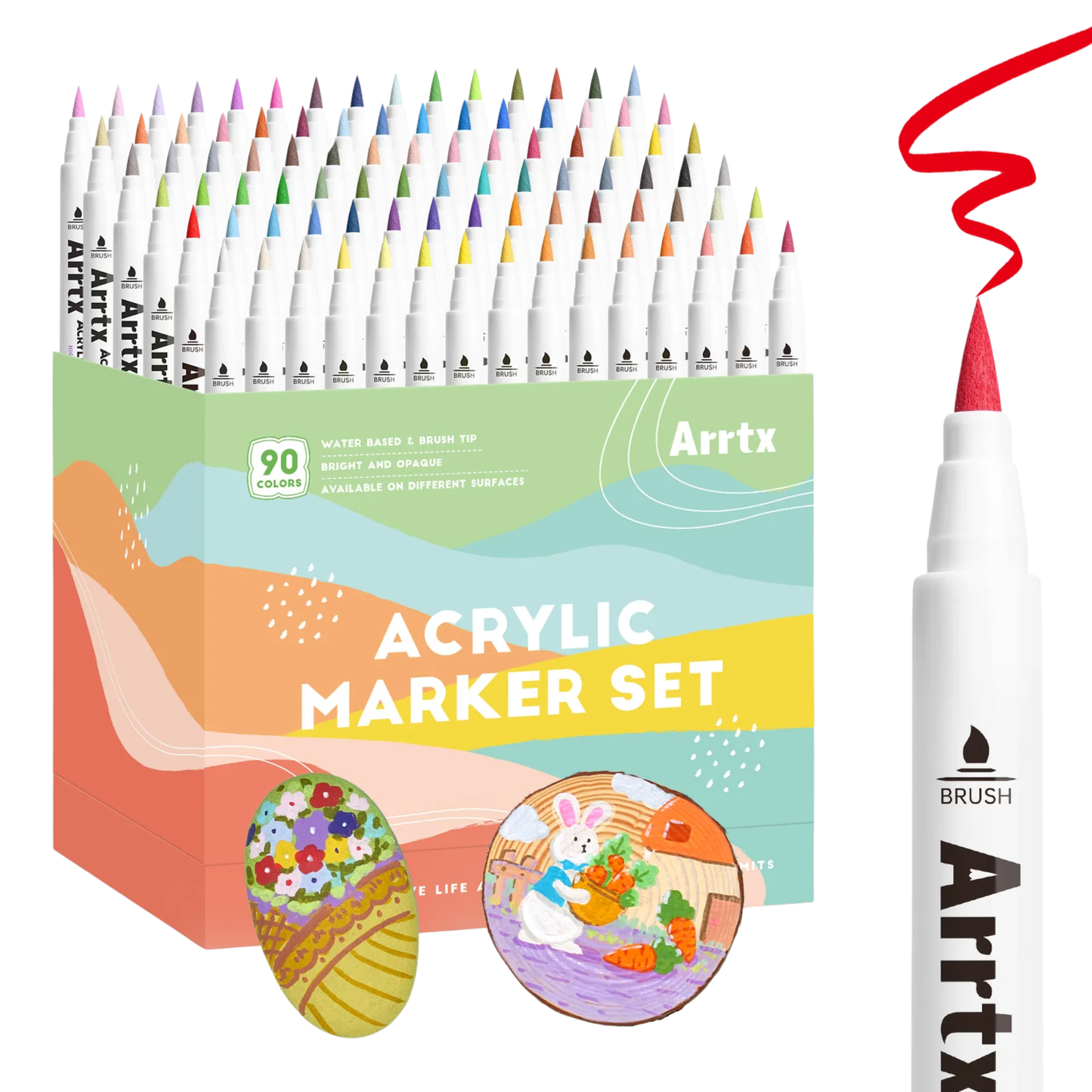 Acrylic Paint Pens Set 90B Brush Tip Markers