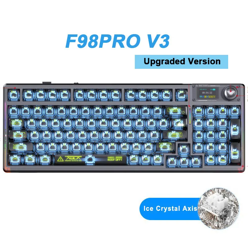 Wireless Hot-Swappable RGB Mechanical Keyboard 2.4G Screen Black