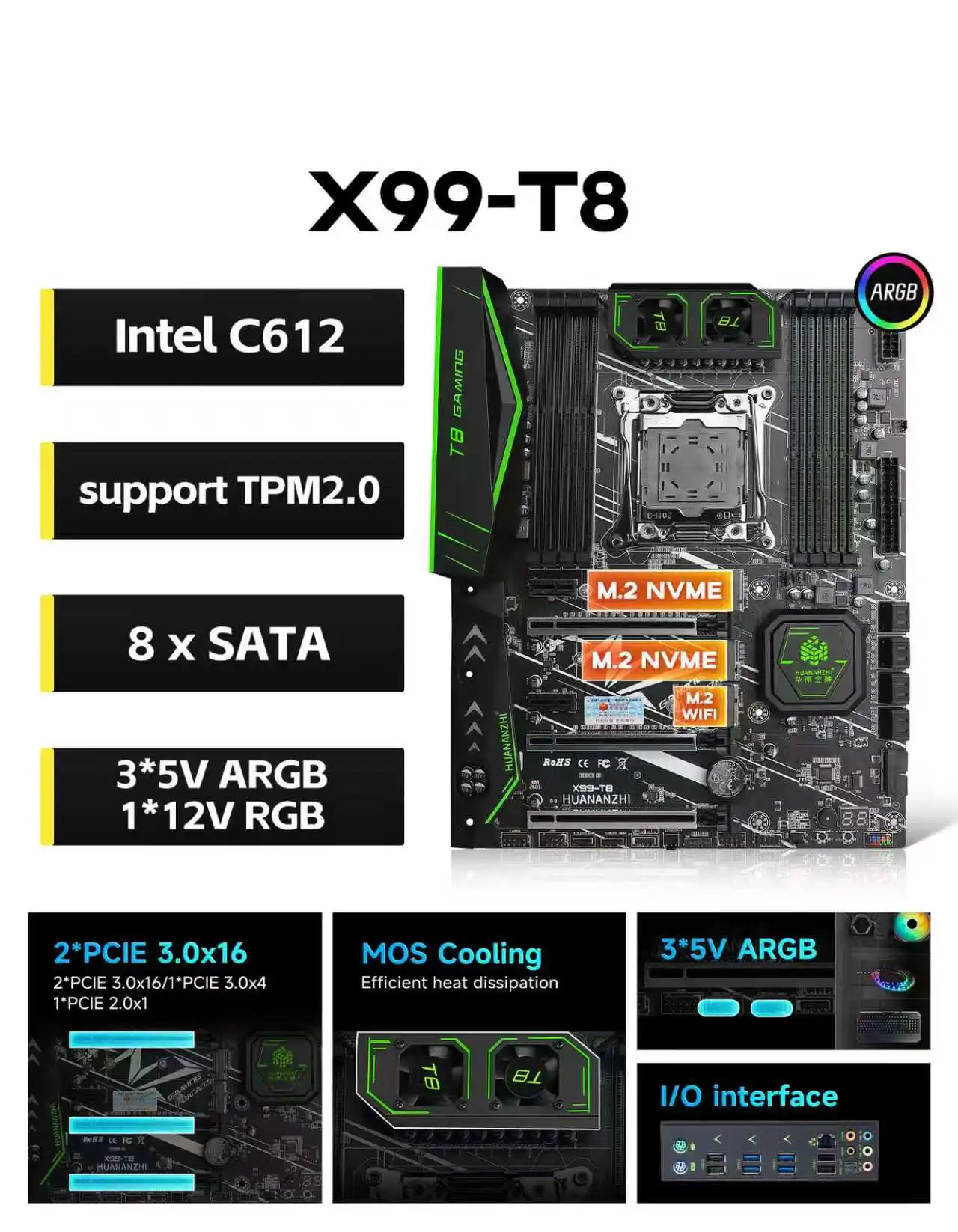 X99 LGA 2011-3 ATX Motherboard DDR3 ARGB TPM2.0