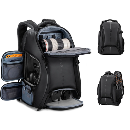 Waterproof Camera Backpack 25L with Laptop Pocket Black