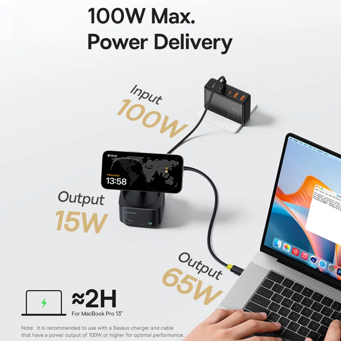 15W Magnetic Wireless Charger with PD Hub & 4K HDMI