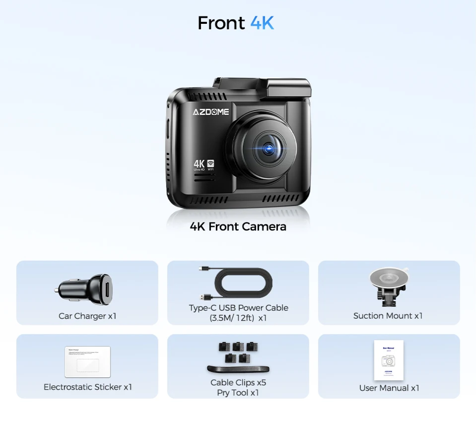 4K Car Dash Camera with GPS WiFi WDR & G-Sensor