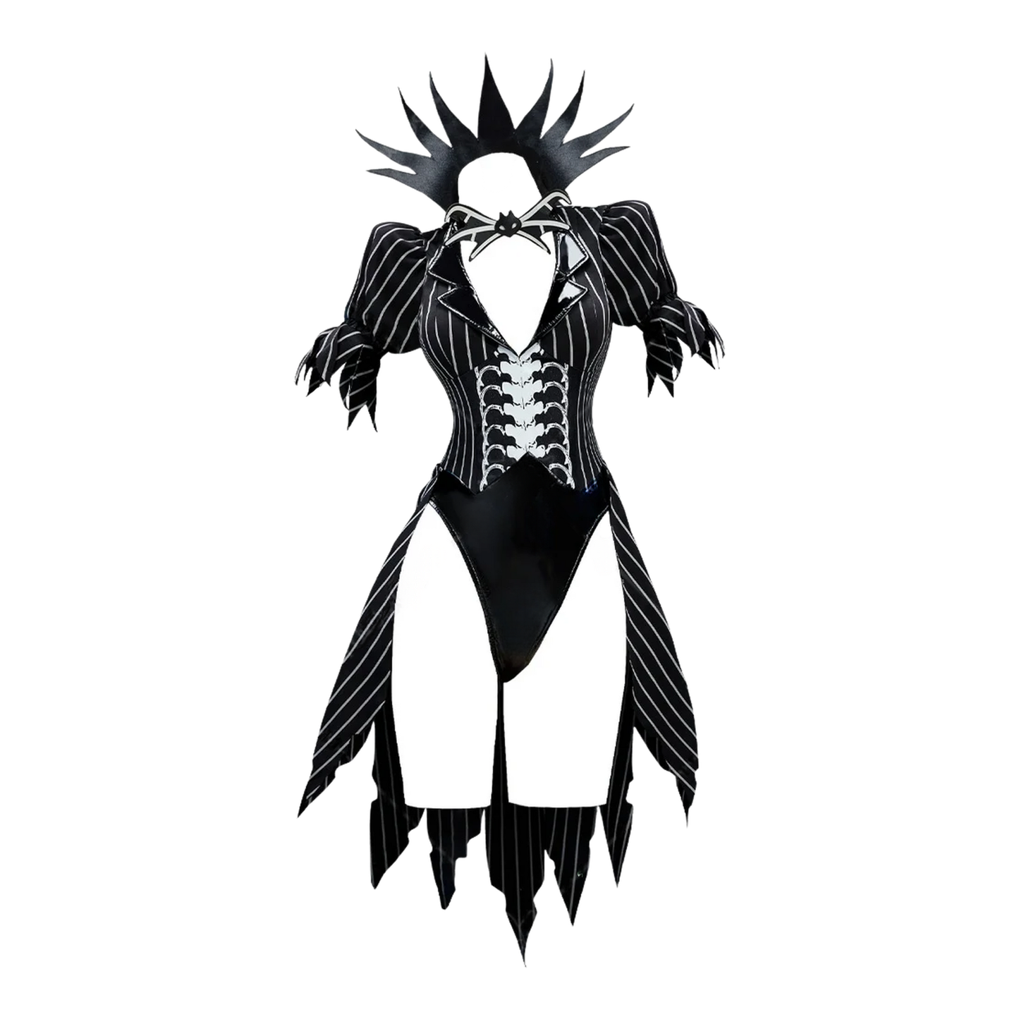 Halloween Bunny Girl Outfit with Irregular Bodysuit and Matching Socks