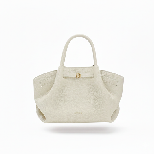 Beige Leather Tote Bag Large Everyday Handbag