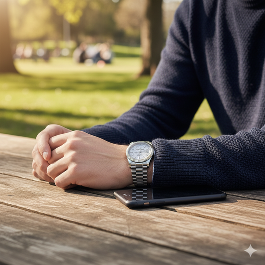 Waterproof Mechanical Mens Wristwatch Silver White