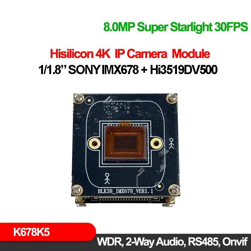 4K Sony Sensor IP Camera Board 8mm Night Vision ONVIF