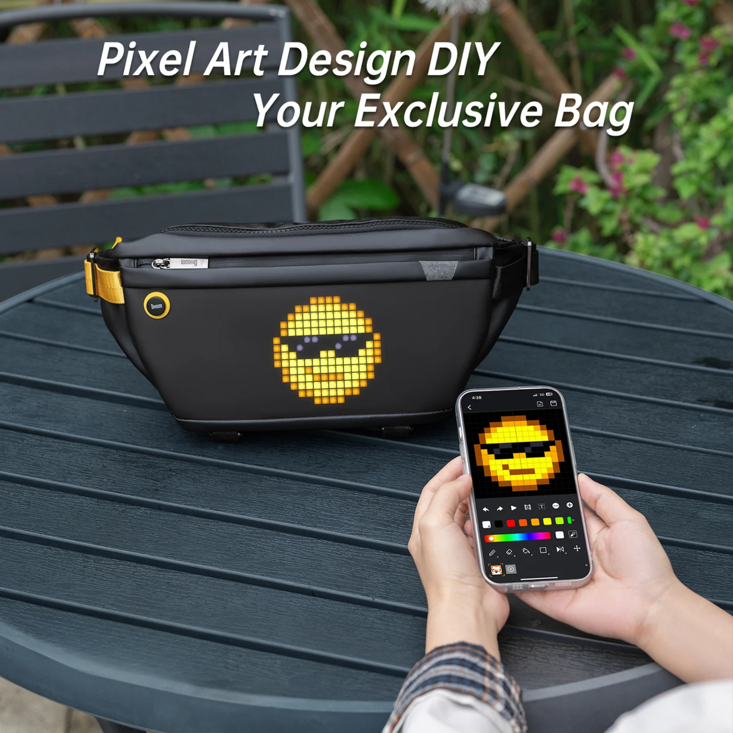 Portable LED Daypack with Pixel Display and Large Storage