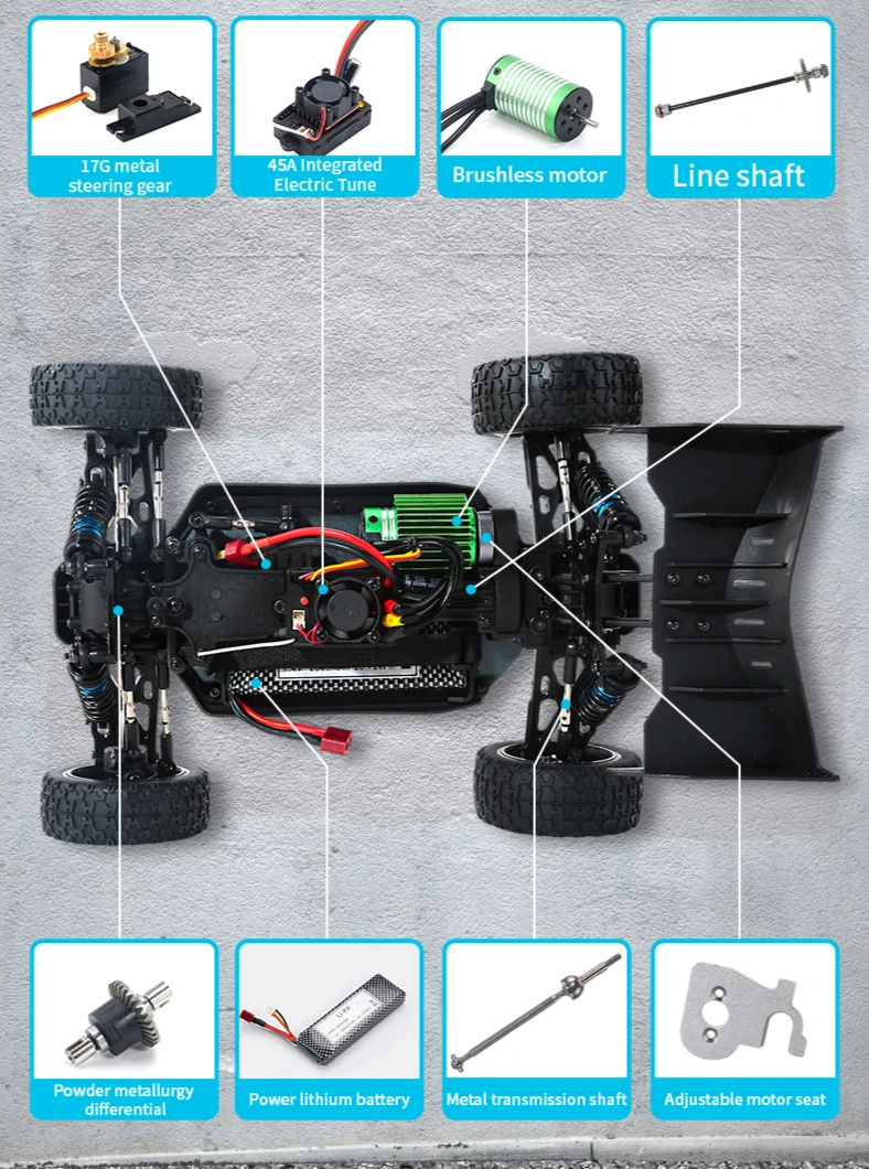 1/14 Brushless 4WD RC Car Racing Blue