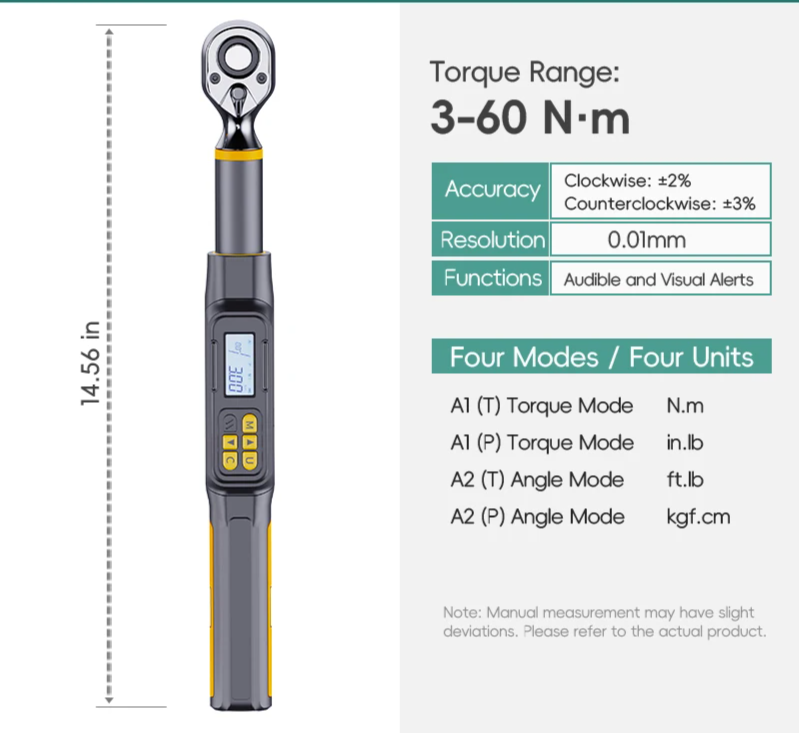 3-60N.m Digital Torque Wrench Adjustable Preset