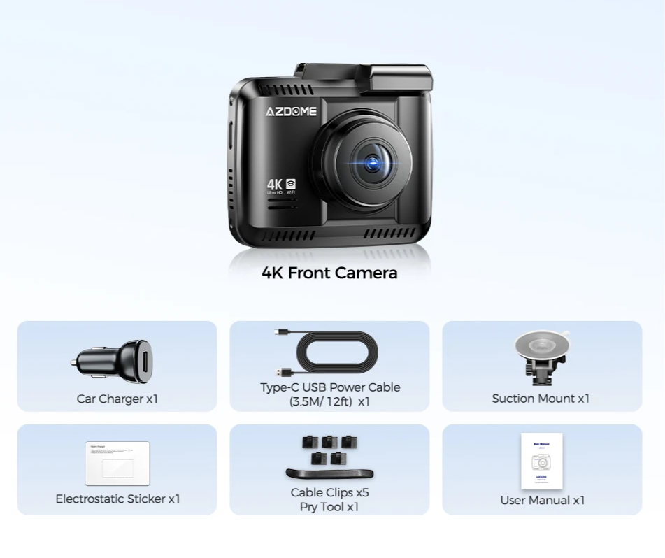 4K Car Dash Camera with GPS Tracking and Night Vision