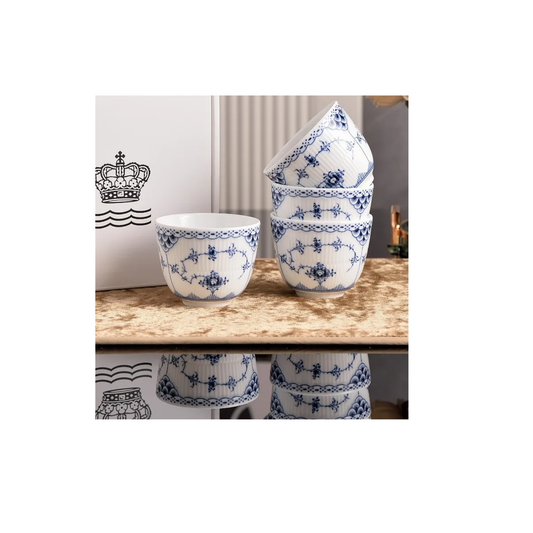 Blue Porcelain Tea Cup and Saucer Set 4pcs