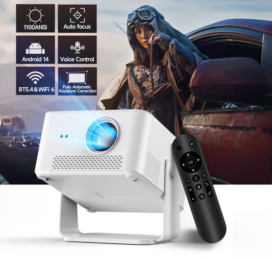 Portable 1080P Smart Projector with WiFi 6 Autofocus