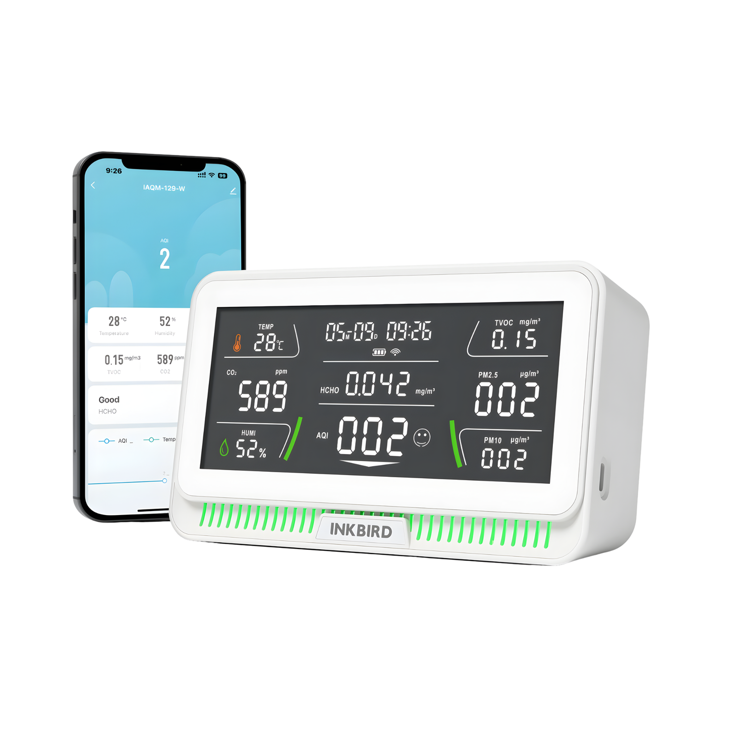 Wireless CO2 Air Quality Detector 10-in-1 White