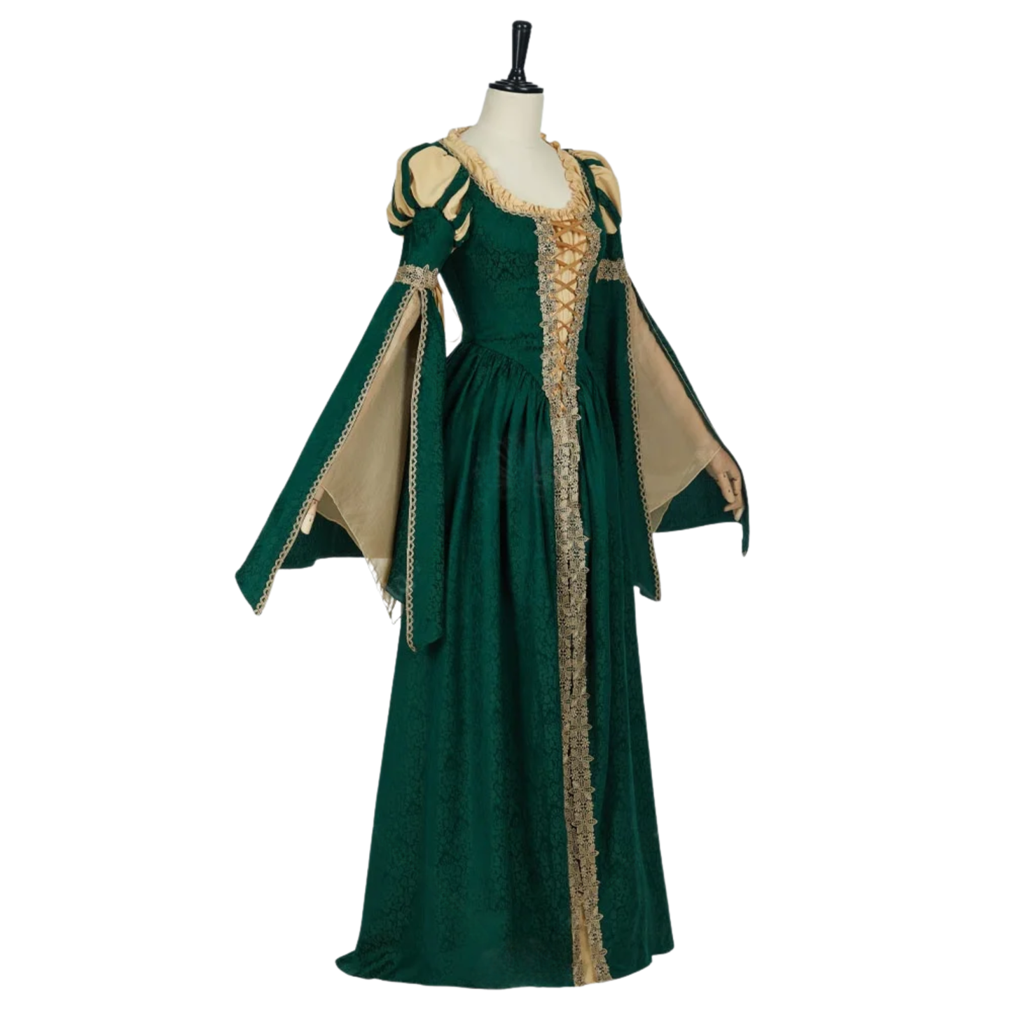 Women Medieval Renaissance Dress with Lace and Wide Sleeves