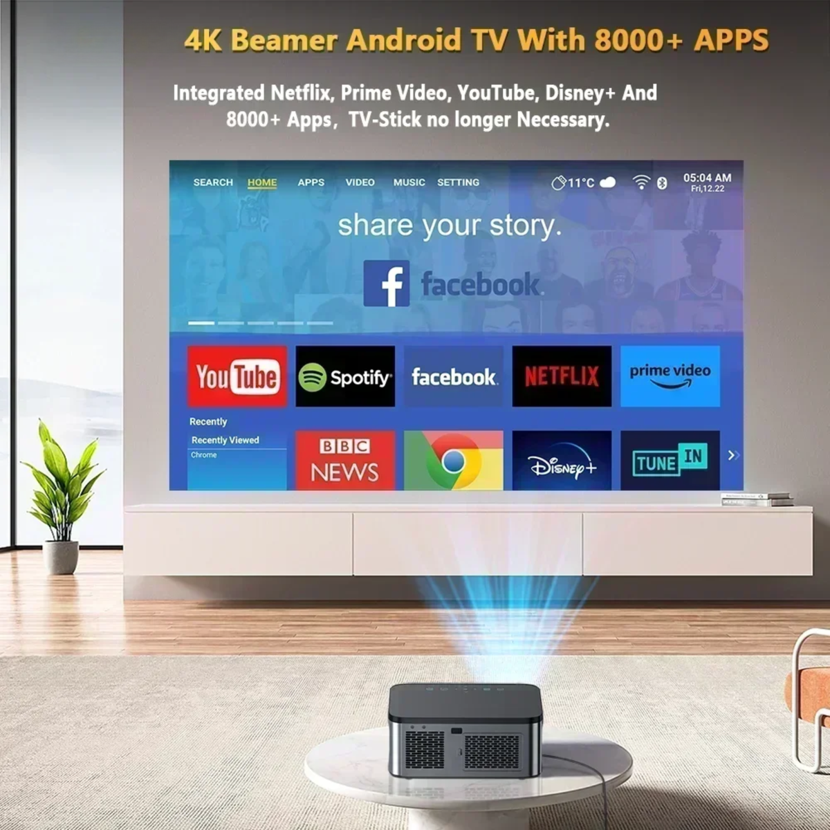 Home Theatre 8K Projector 32G Dolby Audio Smart System