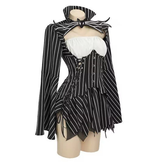 Women’s Halloween Cosplay Costume with Gloves Long Sleeve Top Skirt