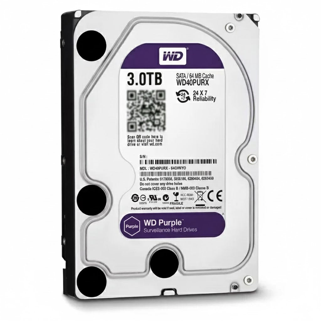 Western Digital 3TB Surveillance Hard Drive 3.5" SATAIII for CCTV and NVR